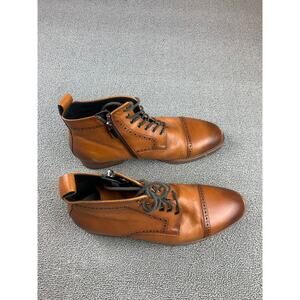Dockorio Men's Size 7.5 Brown Leather Zipper Casual Dressy Motorcycle Boots